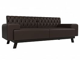 Прямой диван Мюнхен Люкс (полностью экокожа коричневая) - Фото предпросмотра