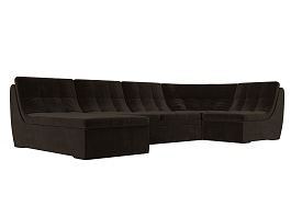 П-образный модульный диван Холидей (полностью микровельвет коричневый) - Фото предпросмотра