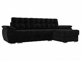 Угловой диван Нэстор правый (полностью велюр черный) - Фото предпросмотра