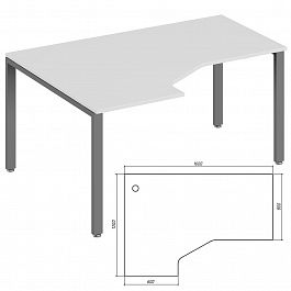 Эргономичный стол левый Trend Metal 160x120x75 белый - Фото предпросмотра