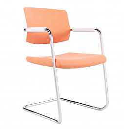 COOL кантилевер SWEET категория ткани К1 - SWORA оранжевый хром/пластик белый "Кресла для посетителей"  ТК-001854000045 оранжевый - Фото предпросмотра