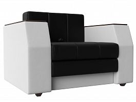 Кресло-кровать Атлантида (основа экокожа черная, компаньон экокожа белая) - Фото предпросмотра