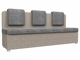 Кухонный прямой диван Маккон 3-х местный (основа рогожка серая, компаньон рогожка бежевая) - Фото предпросмотра