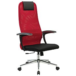 Кресло офисное BRABIX PREMIUM "Ultimate EX-801" хром, плотная двойная сетка Х2, черное/красное, 532921 - Фото предпросмотра