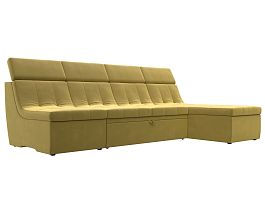 Угловой модульный диван Холидей Люкс (полностью микровельвет желтый) - Фото предпросмотра