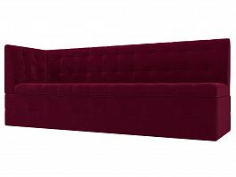 Кухонный диван Бриз с левым углом (полностью микровельвет бордовый) - Фото предпросмотра