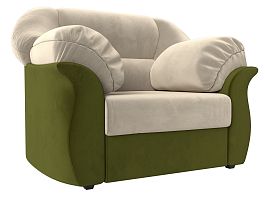 Кресло Карнелла (основа микровельвет бежевый, компаньон микровельвет зеленый) - Фото предпросмотра