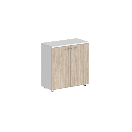 Шкаф низкий Sigma 800х400х825, 2-х дв., з.ст HDF / корпус: белый; фасады: дуб светлый - Фото предпросмотра