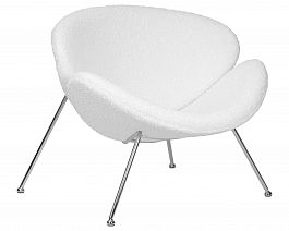Кресло дизайнерское DOBRIN EMILY (белый (букле) ткань , хромированная сталь) - Фото предпросмотра