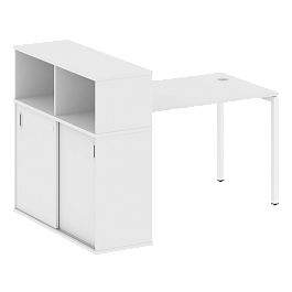 Metal System Quattro Стол письменный с шкафом-купе на П-образном м/к 40БП.РС-СШК-3.2 Т Белый/Белый металл 1610*1120*1098 - Фото предпросмотра