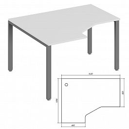 Эргономичный стол левый Trend Metal 140x120x75 белый - Фото предпросмотра