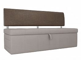 Кухонный прямой диван Стоун (основа рогожка бежевая, компаньон рогожка коричневая) - Фото предпросмотра