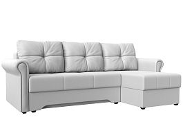 Угловой диван Леон правый (полностью экокожа белая) - Фото предпросмотра