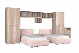 Комплект детской мебели Лайк К92 КД92Лайк.2201 дуб мария/роуз/нежно-розовый (велюр) - Фото предпросмотра
