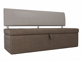 Кухонный прямой диван Стоун (основа рогожка коричневая, компаньон рогожка бежевая) - Фото предпросмотра