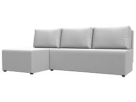Угловой диван Поло левый (полностью экокожа белая) - Фото предпросмотра