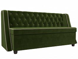Кухонный прямой диван Лофт (основа микровельвет зеленый, кант микровельвет бежевый) - Фото предпросмотра