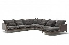 Rey угловой диван с шезлонгом замша серый - Фото предпросмотра