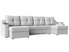 П-образный диван Сенатор (полностью экокожа белая) - Фото предпросмотра