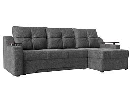 Угловой диван Сенатор правый (полностью рогожка серая) - Фото предпросмотра