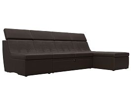 Угловой модульный диван Холидей Люкс (полностью экокожа коричневая) - Фото предпросмотра