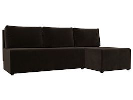 Угловой диван Поло правый (полностью микровельвет коричневый) - Фото предпросмотра