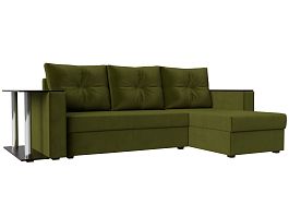 Угловой диван Атланта Лайт правый (полностью микровельвет зеленый) - Фото предпросмотра