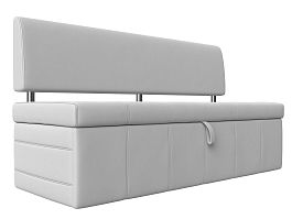 Кухонный прямой диван Стоун (полностью экокожа белая) - Фото предпросмотра