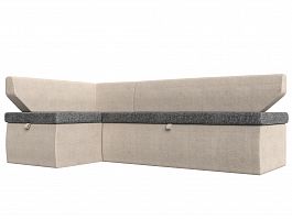 Кухонный угловой диван Омура левый (основа рогожка серая, компаньон рогожка бежевая) - Фото предпросмотра