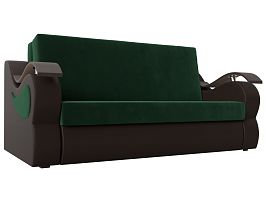 Прямой диван Меркурий 160 (основа велюр зеленый, компаньон экокожа коричневая) - Фото предпросмотра