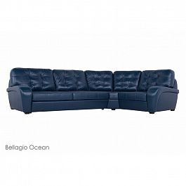 Угловой диван "Монреаль с тумбой" в коже - Фото предпросмотра