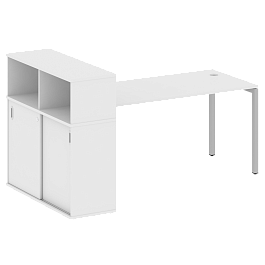 Metal System Quattro Стол письменный с шкафом-купе на П-образном м/к 40БП.РС-СШК-3.4 Т Белый/Серый металл 2010*1120*1098 - Фото предпросмотра
