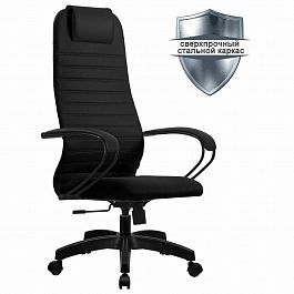 Кресло офисное МЕТТА "SU-B-10" пластик, ткань-сетка, сиденье и спинка мягкие, черное - Фото предпросмотра