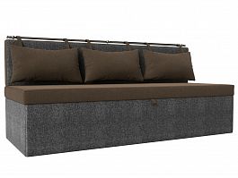 Кухонный прямой диван Метро (основа рогожка коричневая, компаньон рогожка серая) - Фото предпросмотра