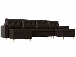 П-образный диван Белфаст (полностью экокожа коричневая) - Фото предпросмотра