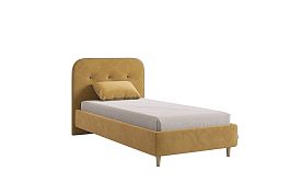 Кровать с основанием Лео 90х200 см KM0.9-19.2349 медовый (велюр)/графит (велюр) - Фото предпросмотра