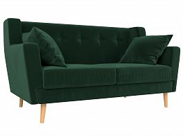 Прямой диван Брайтон 2 (полностью велюр зеленый) - Фото предпросмотра