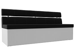 Кухонный прямой диван Классик (основа экокожа черная, компаньон экокожа белая) - Фото предпросмотра