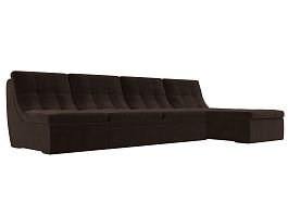 Угловой модульный диван Холидей (полностью микровельвет коричневый) - Фото предпросмотра