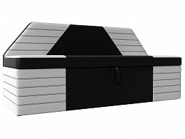 Кухонный прямой диван Дуглас (основа экокожа черная, компаньон экокожа белая) - Фото предпросмотра
