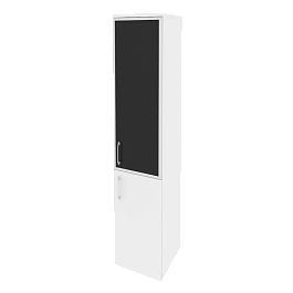 Onix Шкаф высокий узкий правый O.SU-1.2 R (R) black Белый бриллиант/Стекло black 400*420*1977 - Фото предпросмотра