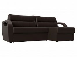 Угловой диван Форсайт правый (полностью экокожа коричневая) - Фото предпросмотра