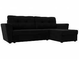 Угловой диван Амстердам Лайт правый (полностью микровельвет черный) - Фото предпросмотра