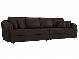 Прямой диван Милтон коричневый, экокожа - Фото предпросмотра