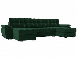 П-образный диван Нэстор (полностью велюр зеленый) - Фото предпросмотра