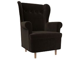 Кресло Торин (полностью микровельвет коричневый) - Фото предпросмотра