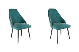 Набор стульев Милан (2 шт.) CHS.N.05.2107 зеленый (велюр)/черный - Фото предпросмотра