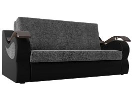 Прямой диван Меркурий 160 (основа рогожка серая, компаньон экокожа черная) - Фото предпросмотра