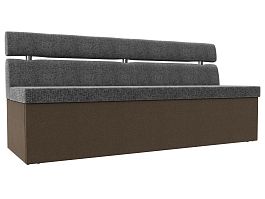 Кухонный прямой диван Классик (основа рогожка серая, компаньон рогожка коричневая) - Фото предпросмотра