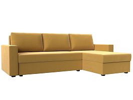 Угловой диван Траумберг Лайт правый (полностью микровельвет желтый) - Фото предпросмотра